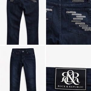 Rock & Republic Women’s Navy Kassandra jeans with Stud sexy accent